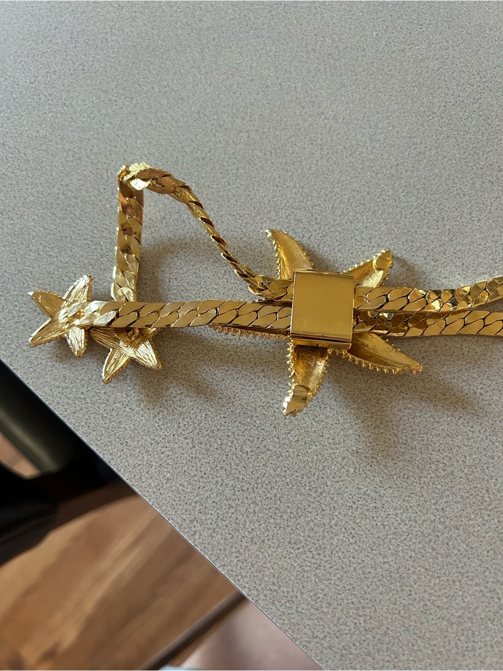 Vintage Gold Tone Starfish Herringbone Chain Belt - Picture 3 of 5